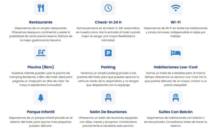 Servicios del Hotel Villa Marcilla